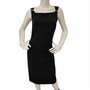 Lori Ann Montreal Chic Black Midi Dress with Chain Detail S14